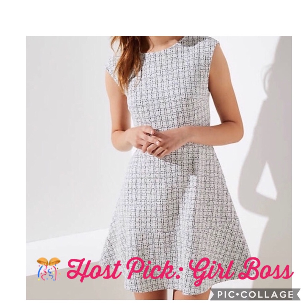 💼 🎉HP: NWT LOFT Checked Jacquard Flare Dress